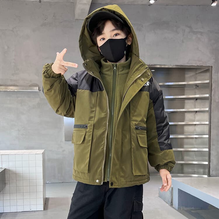 BOBBY ABLEY Армейский зеленый 3-в-1 (Подкладка + Пальто) Школьная туристическая одежда - изображение 4