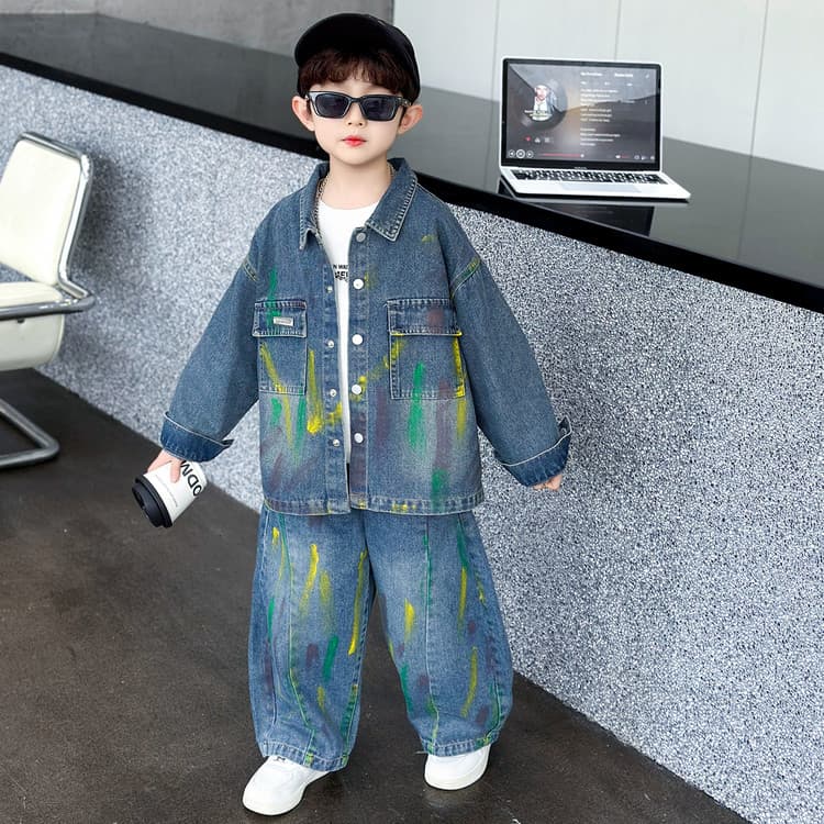 BOBBY ABLEY Граффити Джинсовый синий Kids Повседневные спортивные костюмы Наборы - изображение 2