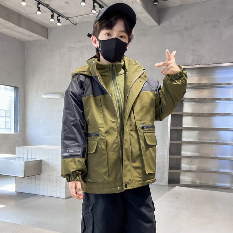 BOBBY ABLEY Армейский зеленый 3-в-1 (Подкладка + Пальто) Школьная туристическая одежда - изображение 6