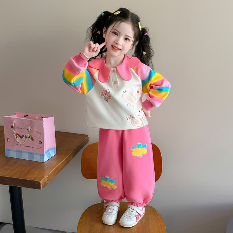 BOBBY ABLEY Pink Rainbow Pre-School Casual Sportswear Sets BOBBY ABLEY Розовый Радужный Предшкольные Повседневные Спортивные Костюмы Наборы - изображение 2