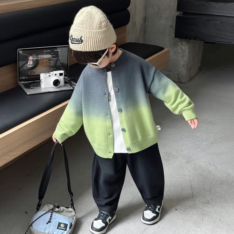 BOBBY ABLEY Серый Зеленый Градиентный Детский Сад Топы - изображение 2