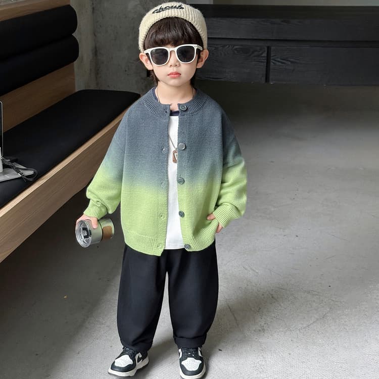 BOBBY ABLEY Серый Зеленый Градиентный Детский Сад Топы - изображение 3