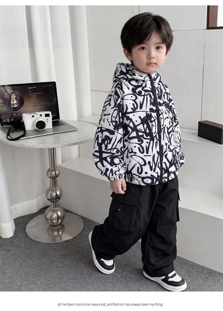 BOBBY ABLEY Черный And Белый Граффити Kids Туристическая одежда - изображение 2