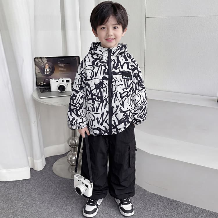 BOBBY ABLEY Черный And Белый Граффити Kids Туристическая одежда - изображение 5