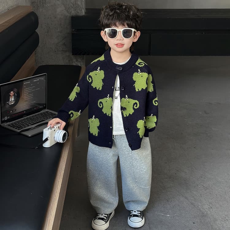BOBBY ABLEY Темно-синий с синей подкладочной тканью зеленый слон дошкольные топы - изображение 4
