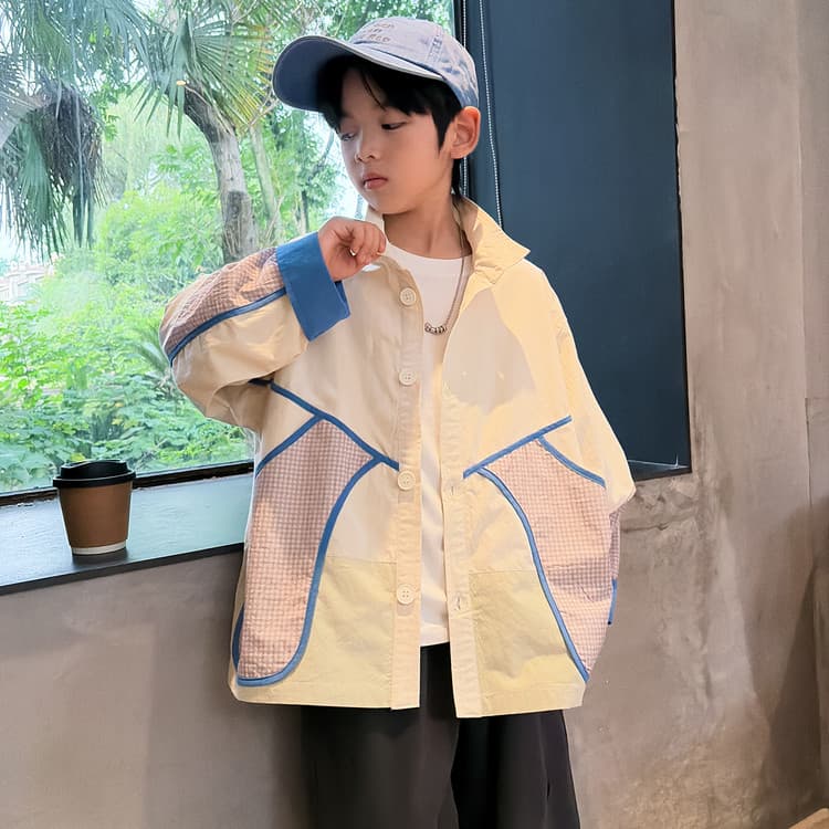 BOBBY ABLEY Абрикос и В клетку Синий Edge Kids Tops - изображение 4