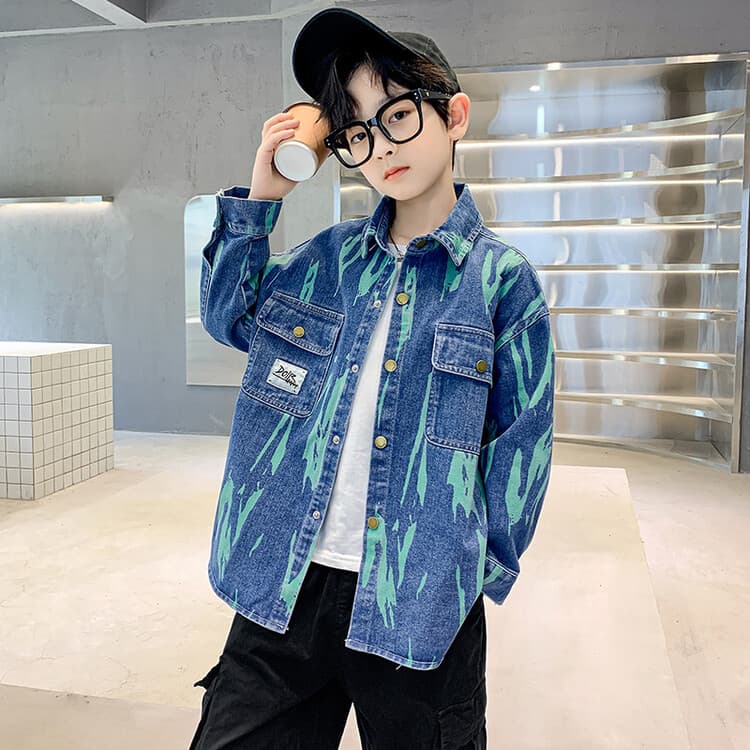 BOBBY ABLEY Королевский синий Детские джинсовые рубашки - изображение 2