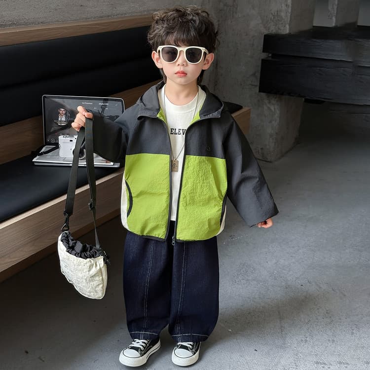 BOBBY ABLEY Темно-серый и Неоново-зеленый Детские Топы - изображение 5