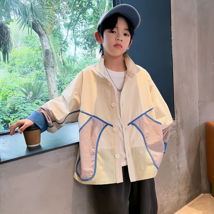 BOBBY ABLEY Абрикос и В клетку Синий Edge Kids Tops - изображение 2