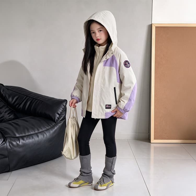 BOBBY ABLEY Экрю Фиолетовый 3-в-1 (Подкладка + Пальто) Школьная Туристическая Одежда - изображение 3