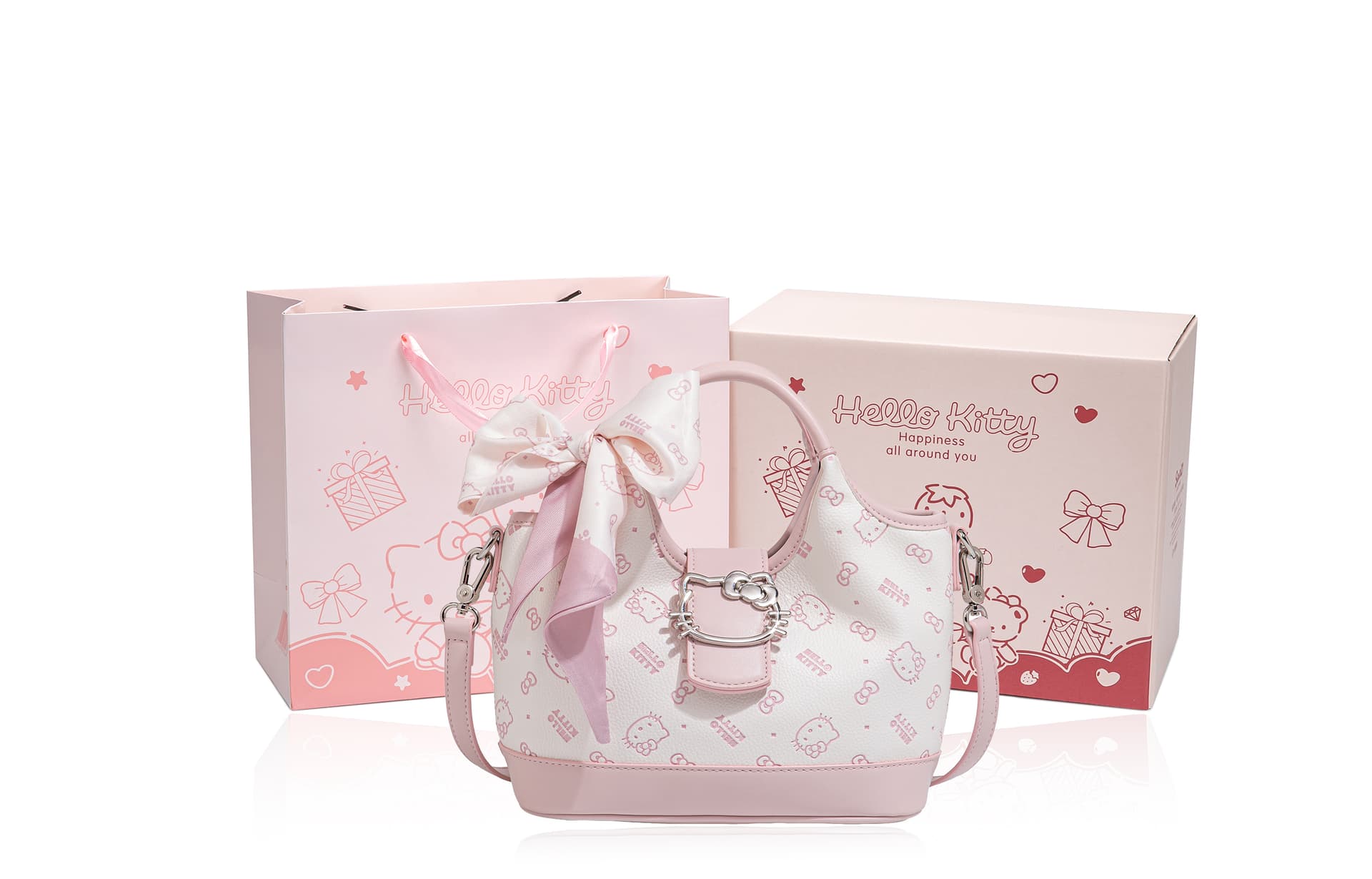 Сумка Sanrio x Hello Kitty Коллаборация ПУ (полиуретан) Сумка через плечо Корзинка-сумка Сумки Женские Розовый - изображение 2