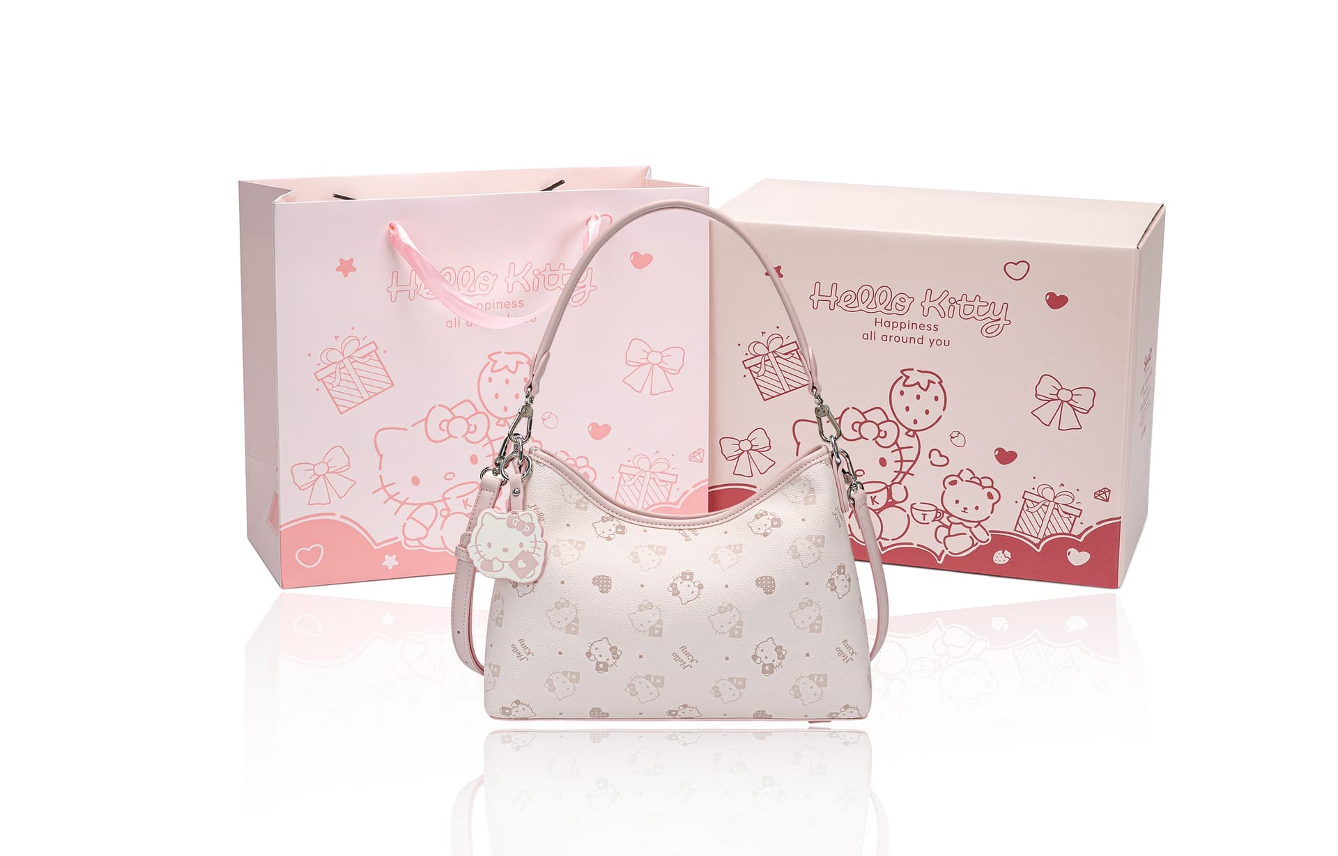 Мини-сумка Санрио Hello Kitty ПУ (полиуретан) Сумка через плечо Сумка для плеча Женская Персиково-розовая Синяя - изображение 6