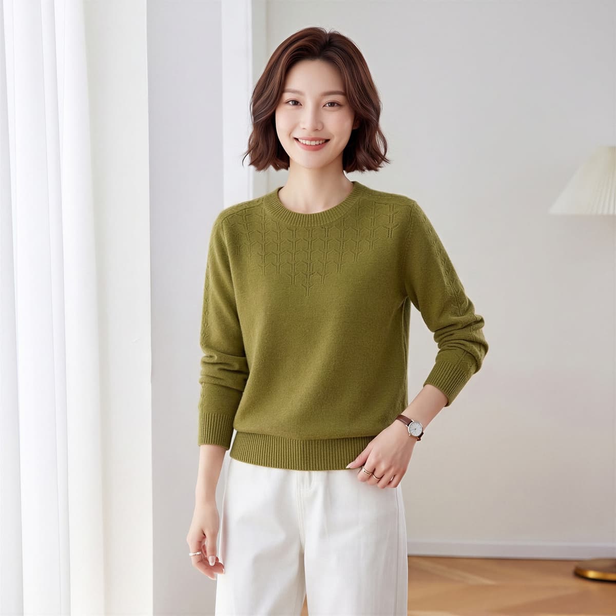 Кофта PIERRE CARDIN Горохово-зеленый Женские Трикотаж - изображение 4