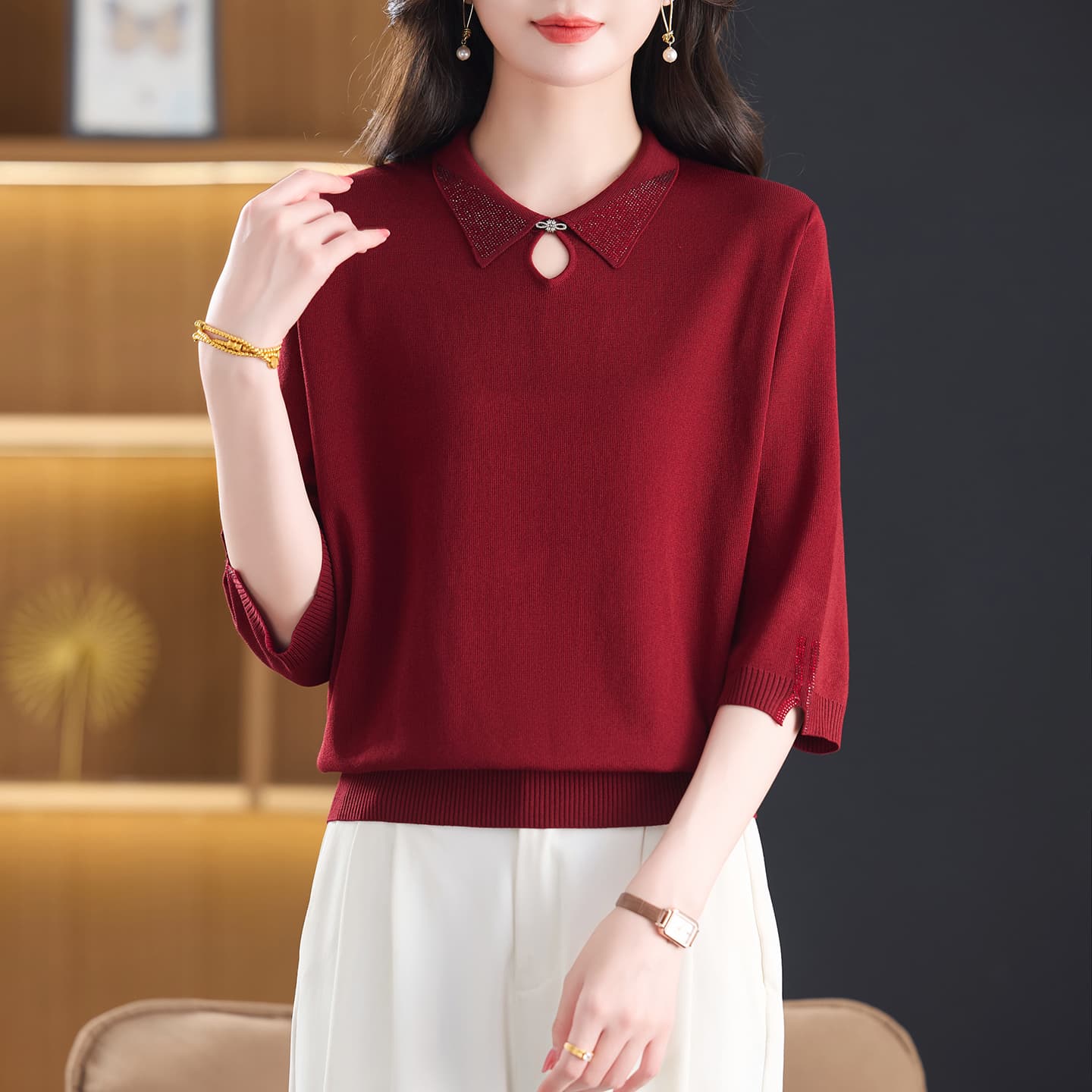 Кофта PIERRE CARDIN Бургундский Женские Трикотаж - изображение 4