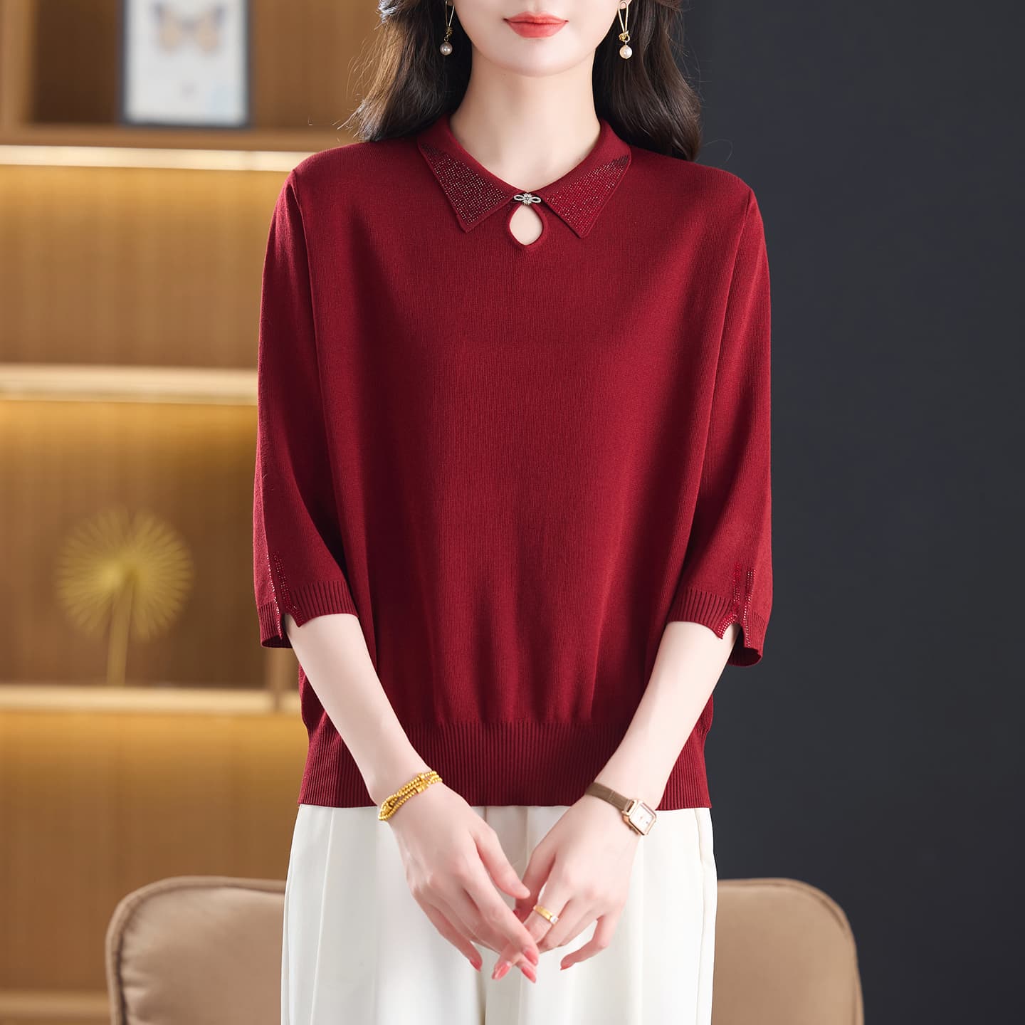 Кофта PIERRE CARDIN Бургундский Женские Трикотаж - изображение 2