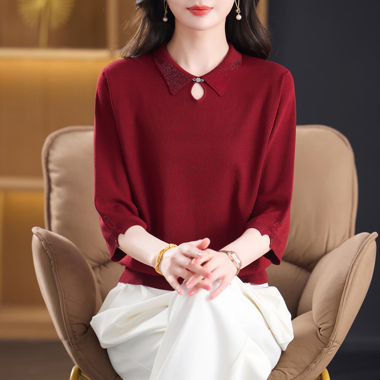 Кофта PIERRE CARDIN Бургундский Женские Трикотаж - изображение 5