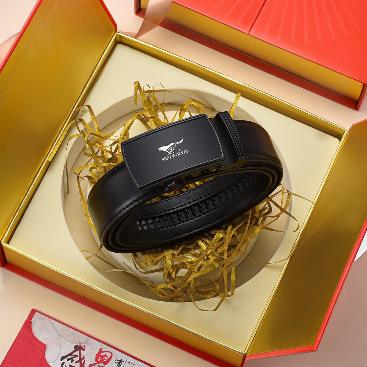 Ремень SEPTWOLVES Сплав Коровья кожа Автоматическая застежка Ремешок Мужской 3,5 см - изображение 5