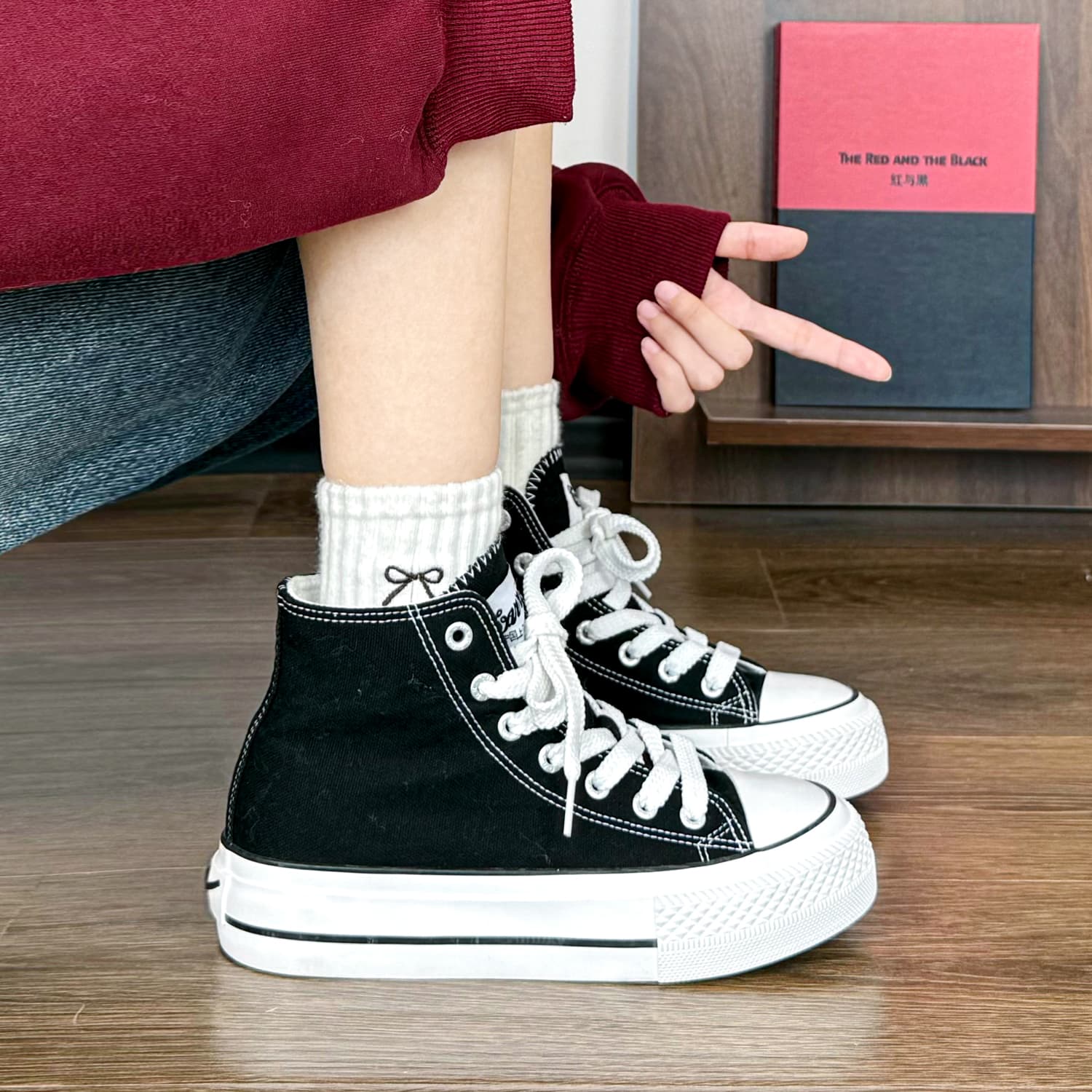 Кеды WARRIOR High-Top Canvas Shoes Black (Hidden Wedge) Women's - изображение 7