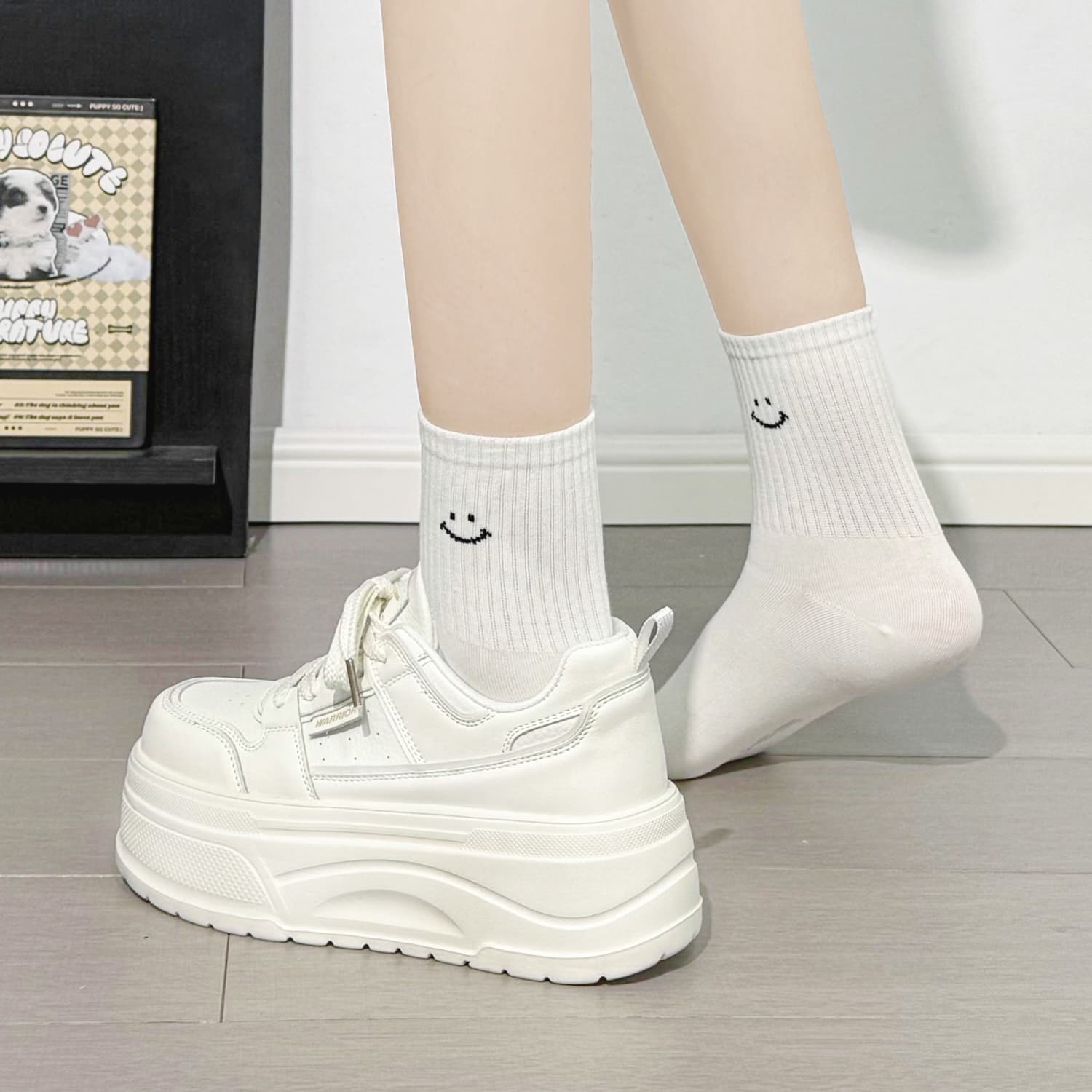 Кроссовки WARRIOR Легкий Износостойкий Покрытие Лоу-топы Скейтборд Обувь Women's White Хаки - изображение 6