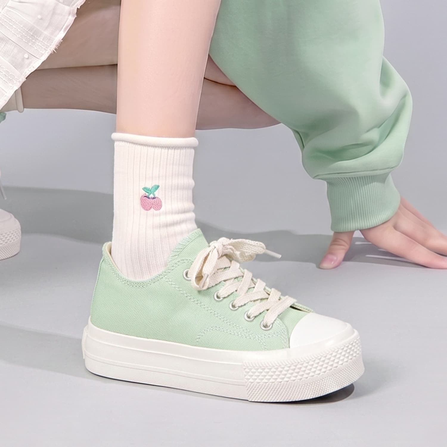 Кеды WARRIOR Low-Top Canvas Shoes Light Green (Half Size) Women's - изображение 7