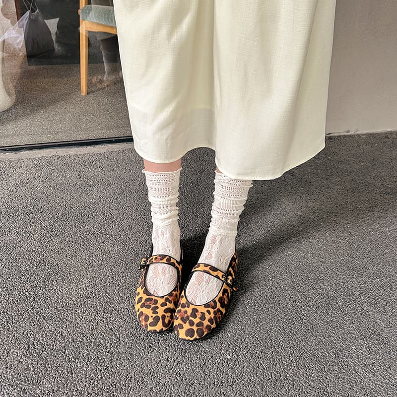 JIUXINGDAO Mary Jane Shoes Leopard Print Women's - изображение 2