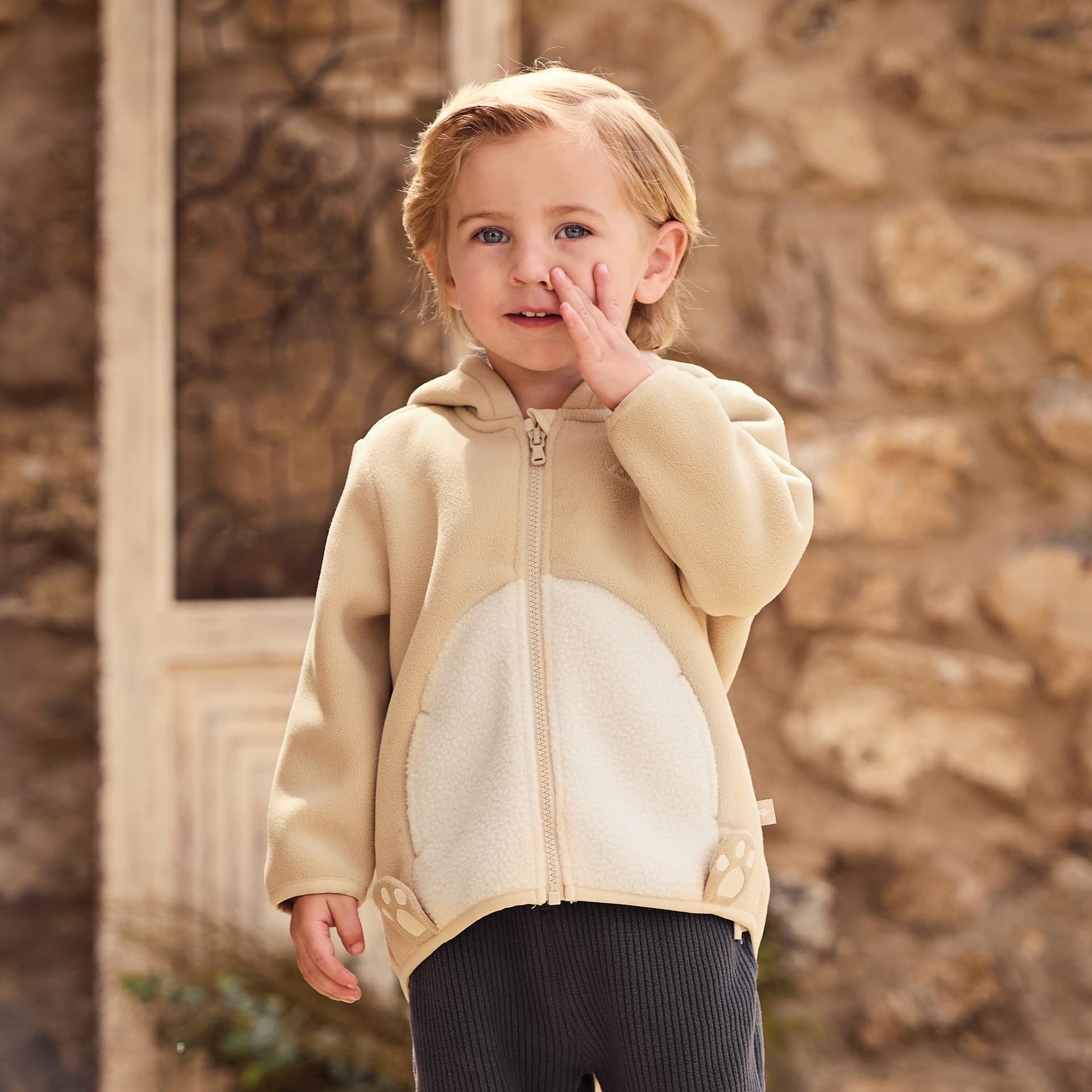 DAVE&BELLA Детские флисовые кофты FW24 Модные с капюшоном Длинный рукав Молния Мягкий и теплый Безопасный для кожи Дети в возрасте от 3 до 7 лет - изображение 4