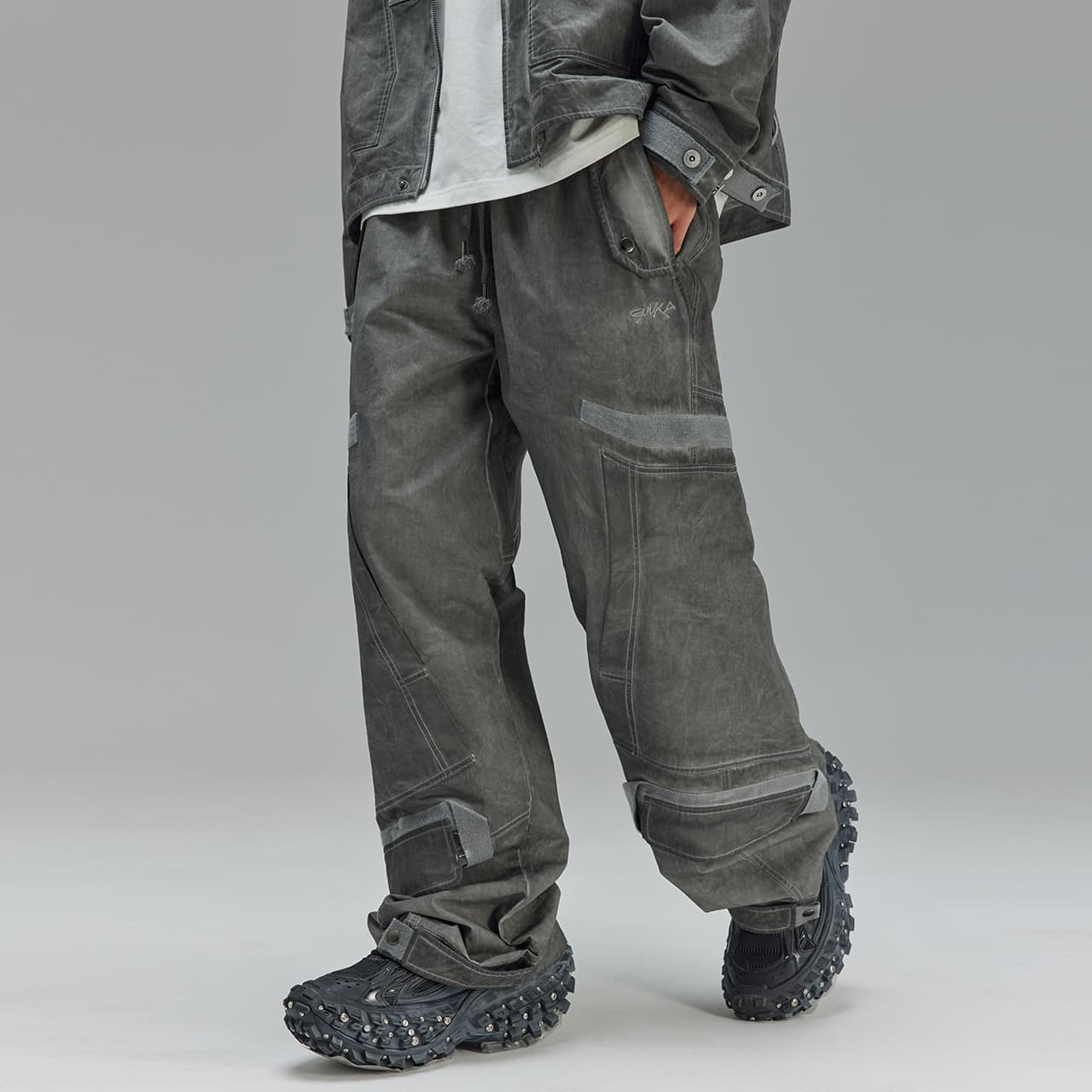 Штаны Guuka Light Gray Men's Casual Pants Guuka Светло-серые Мужские Повседневные Штаны - изображение 5