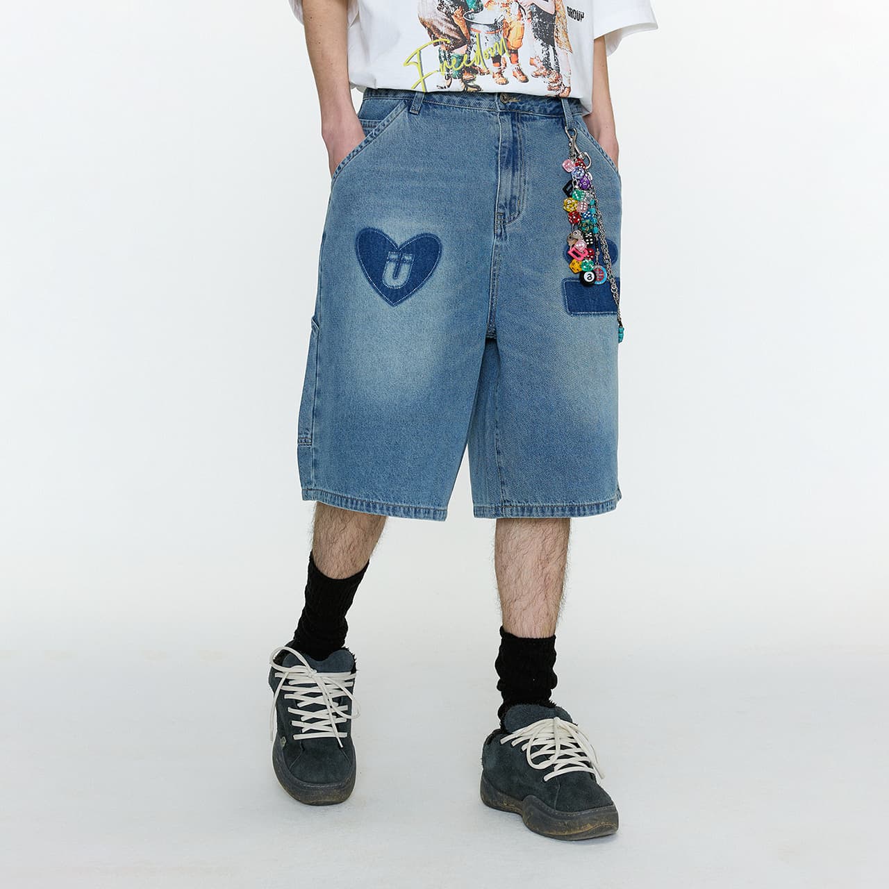 Джинсовые шорты Guuka Men's Blue Denim Shorts Guuka Мужские синие джинсовые шорты - изображение 7
