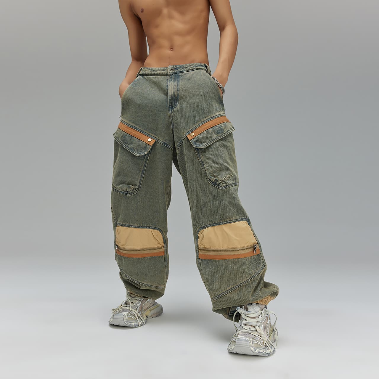 Штаны Guuka Gray Green Men's Jeans Guuka Серый Зеленый Мужские Джинсы - изображение 8