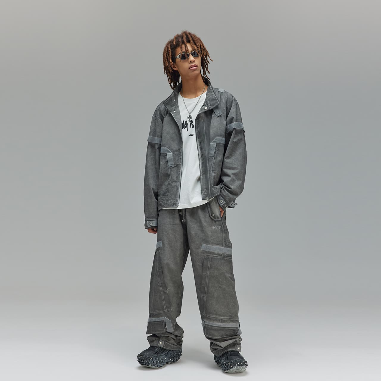 Штаны Guuka Light Gray Men's Casual Pants Guuka Светло-серые Мужские Повседневные Штаны - изображение 3