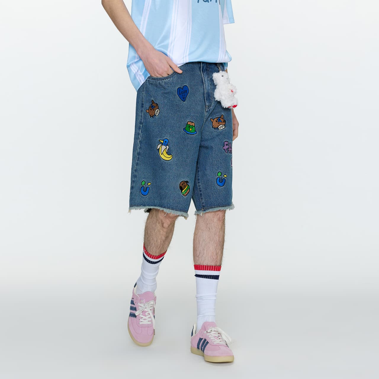 Джинсовые шорты Guuka Men's Blue Denim Shorts Guuka Мужские синие джинсовые шорты - изображение 8