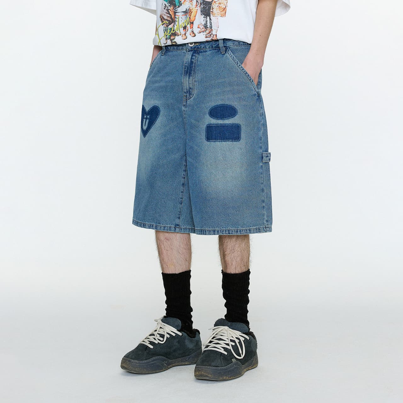 Джинсовые шорты Guuka Men's Blue Denim Shorts Guuka Мужские синие джинсовые шорты - изображение 6