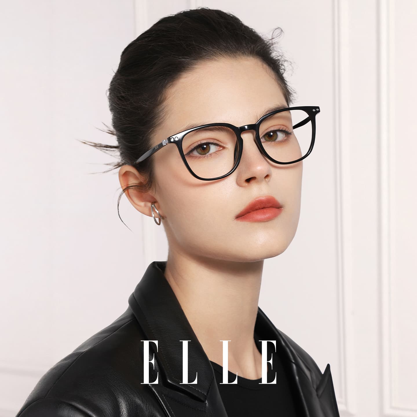 Оправа ELLE TR Ацетатное волокно Квадратная форма Оправы для очков Женские Яркий черный Нет Макияж Легкий Рамка - изображение 2