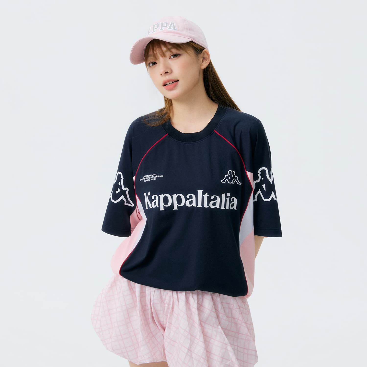 Футболка KAPPA 1916 T Рубашка Унисекс Синий Розовый - изображение 4