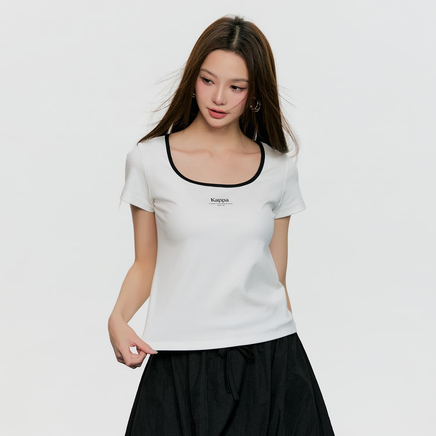 Футболка KAPPA 1916 T Рубашка Женская Корейская Белая - изображение 4