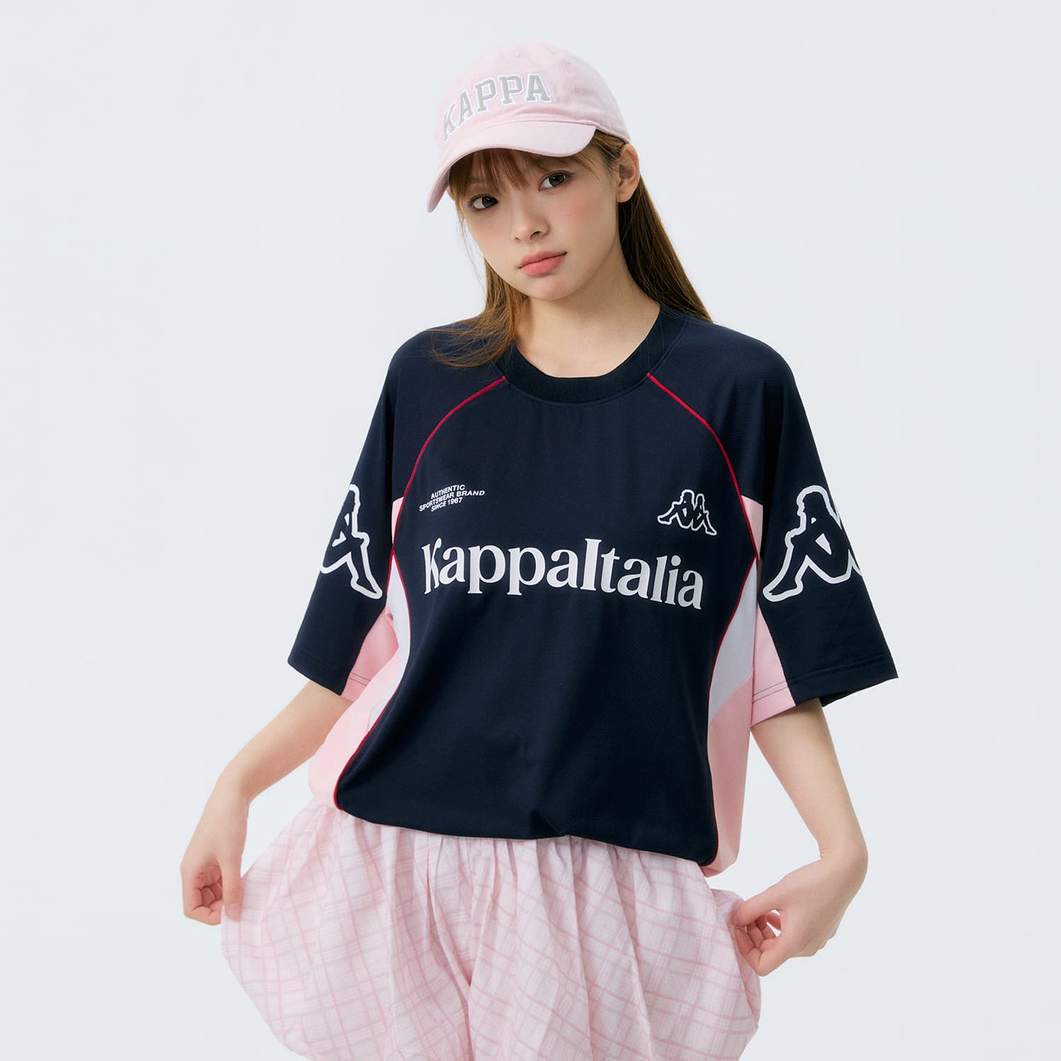 Футболка KAPPA 1916 T Рубашка Унисекс Синий Розовый - изображение 5