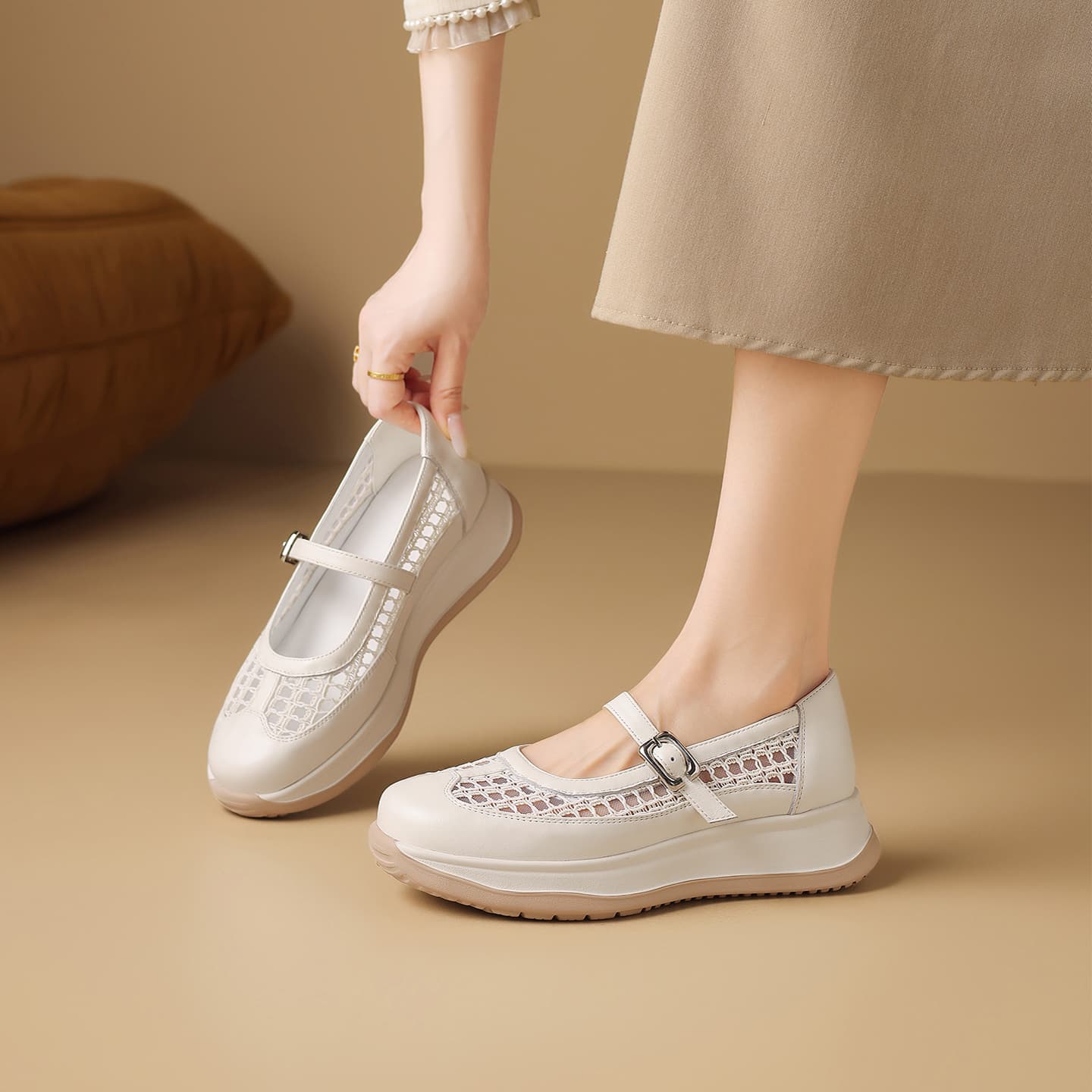 HARSON Mary Jane Shoes White Women's - изображение 3