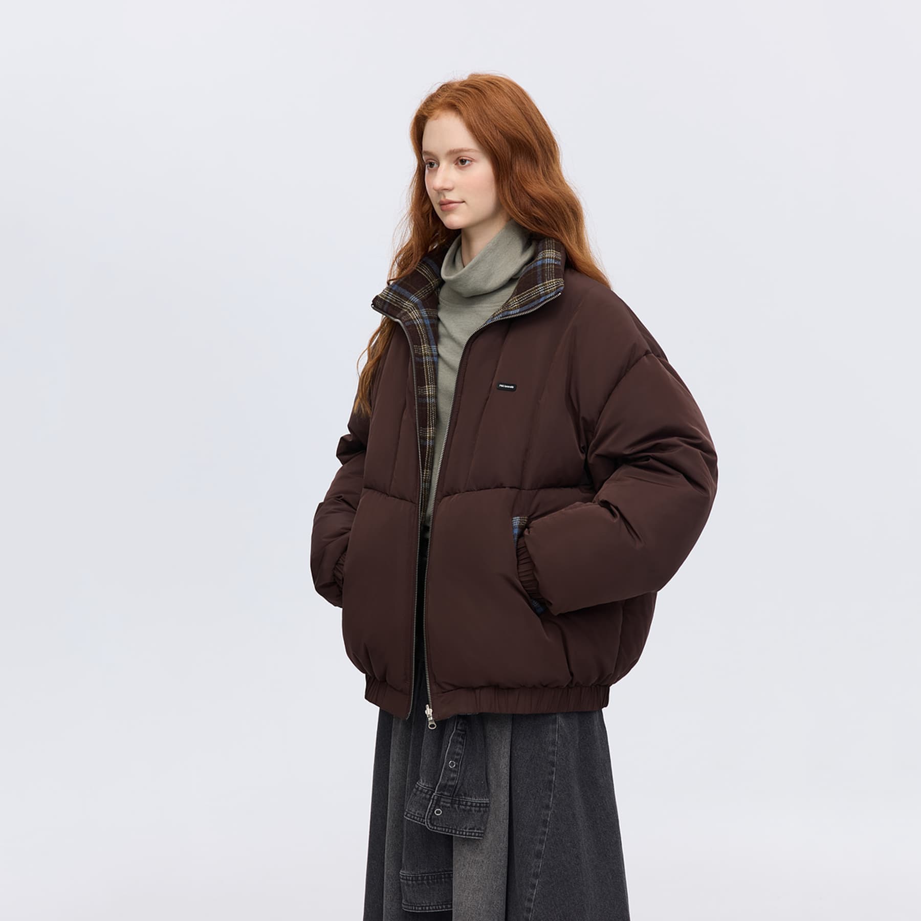 Зимняя куртка PSO Brand Осенний Зимний Пуховик Унисекс Темно-Кофейный Коричневый - изображение 7