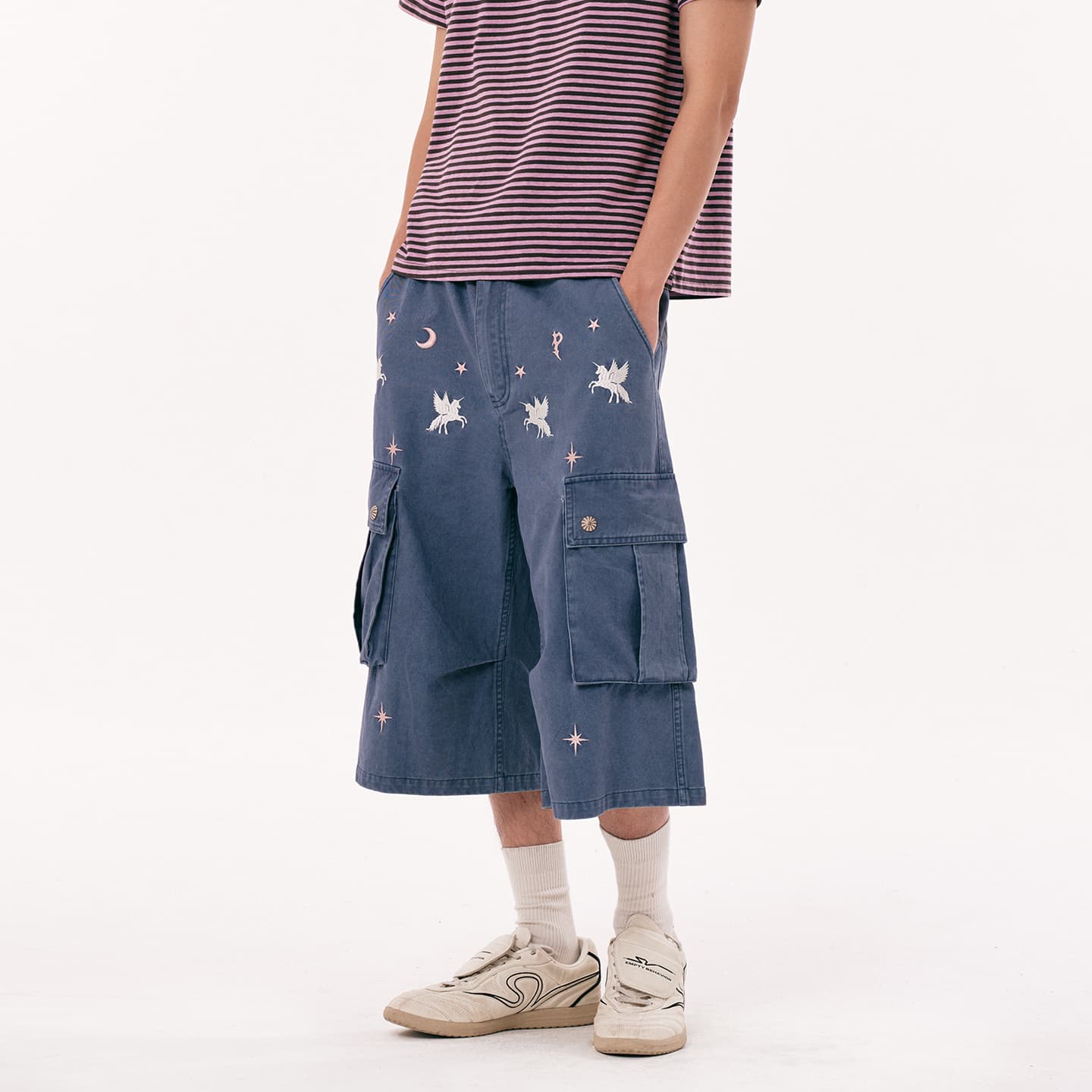PASET Blue Men's Cargo Shorts PASET Синий Мужские Карго Шорты - изображение 4