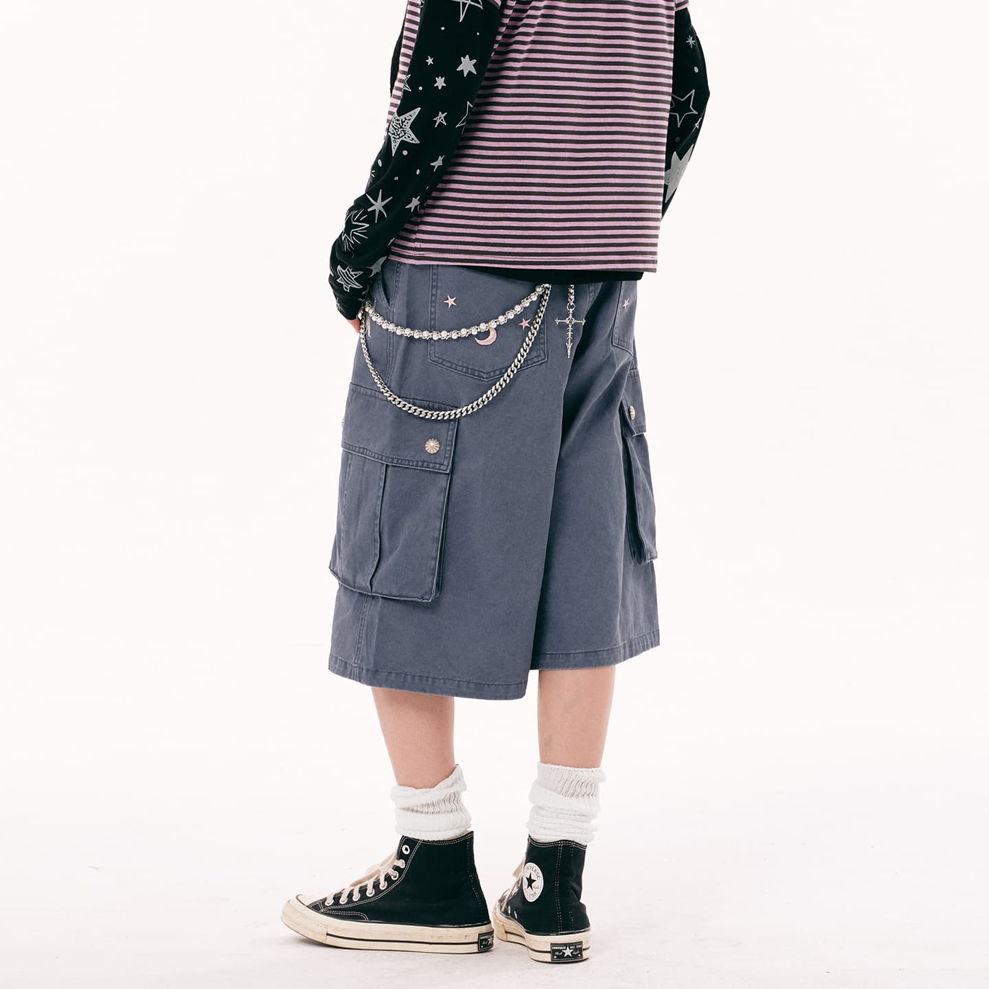 PASET Blue Men's Cargo Shorts PASET Синий Мужские Карго Шорты - изображение 5