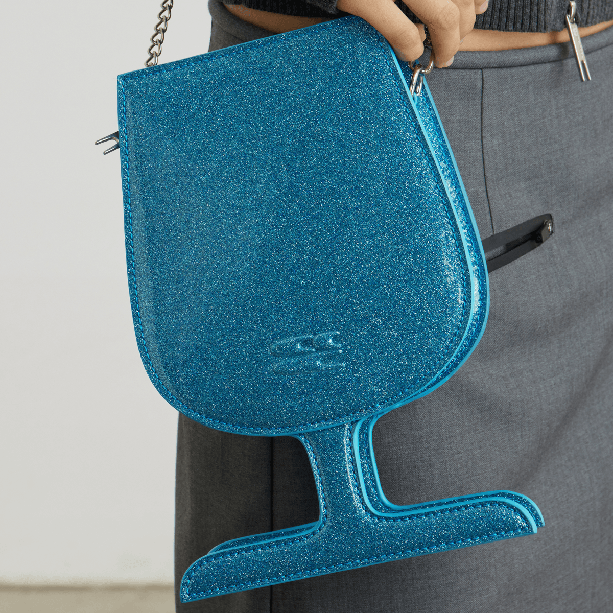 Сумка через плечо Crying Center Metal PU Crossbody Bag Blue Silver - изображение 3