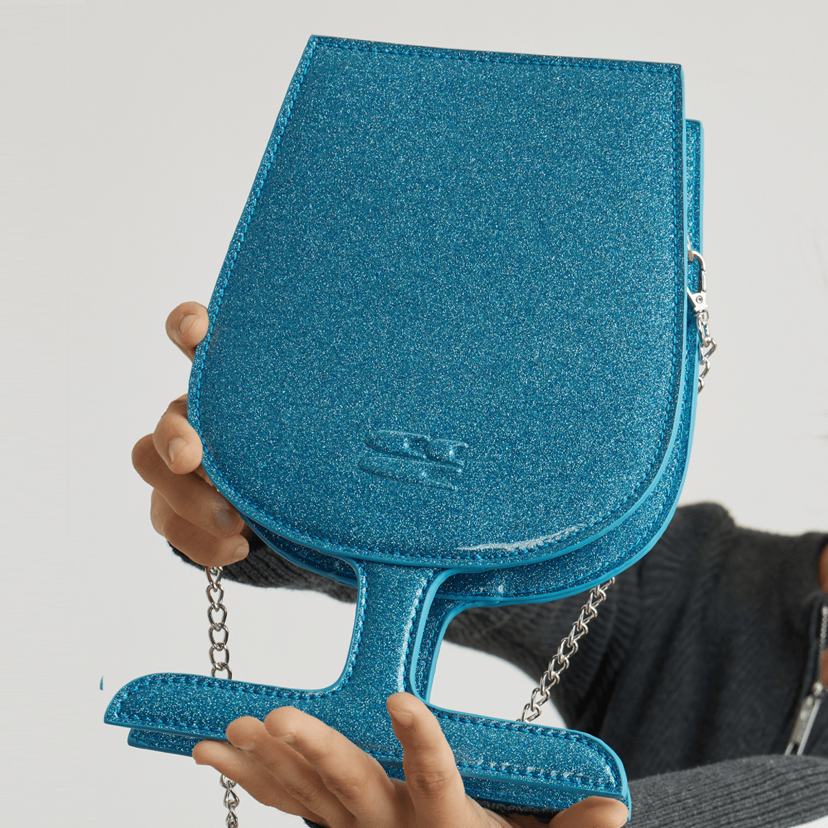 Сумка через плечо Crying Center Metal PU Crossbody Bag Blue Silver - изображение 4