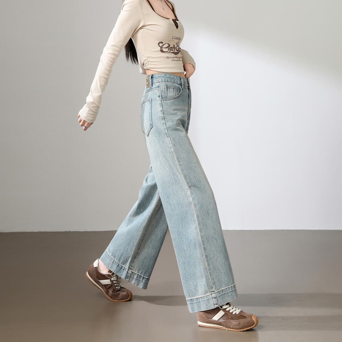 Джинсы BALENO Светло-синий (Wide Leg Pants) Женские Джинсы - изображение 4