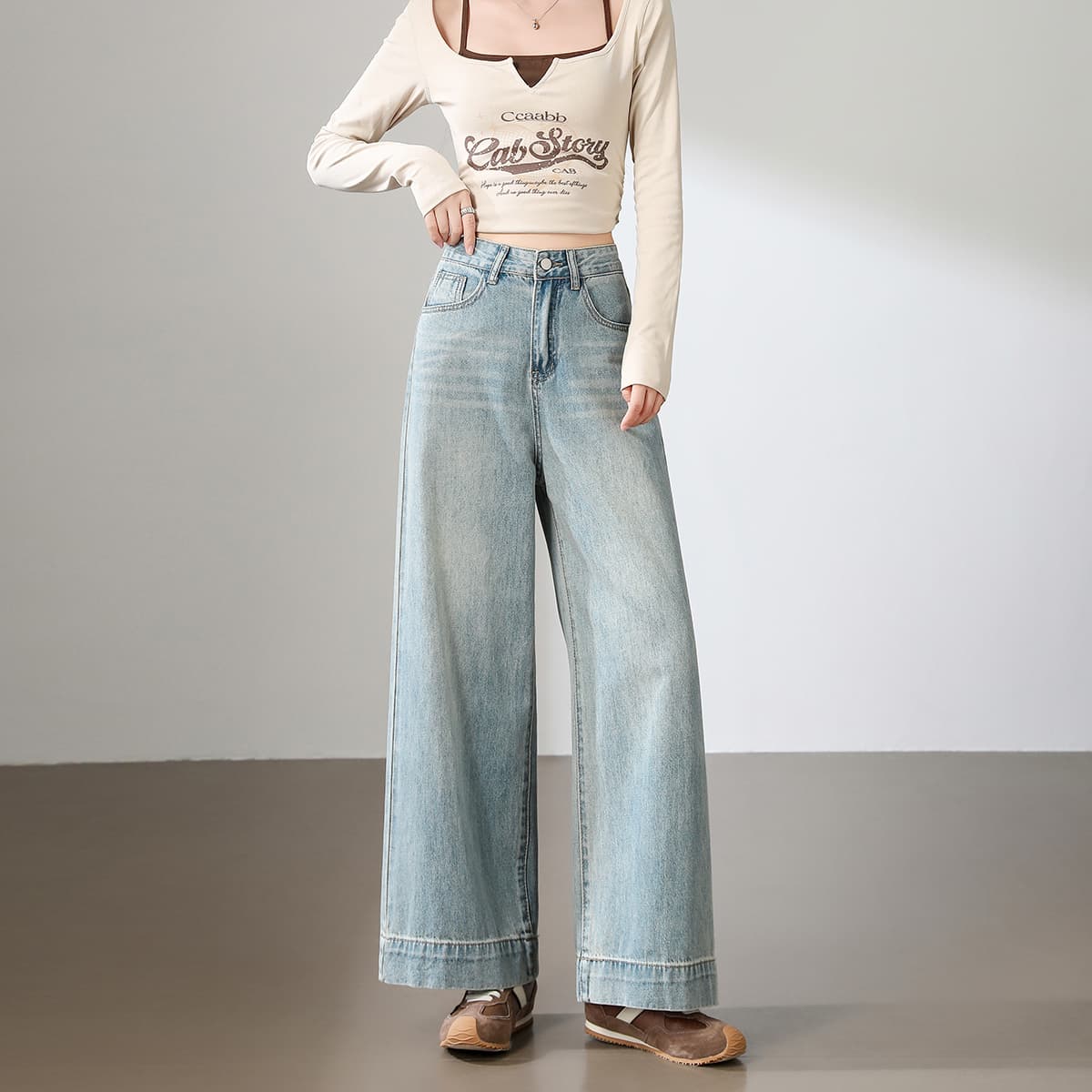 Джинсы BALENO Светло-синий (Wide Leg Pants) Женские Джинсы - изображение 3