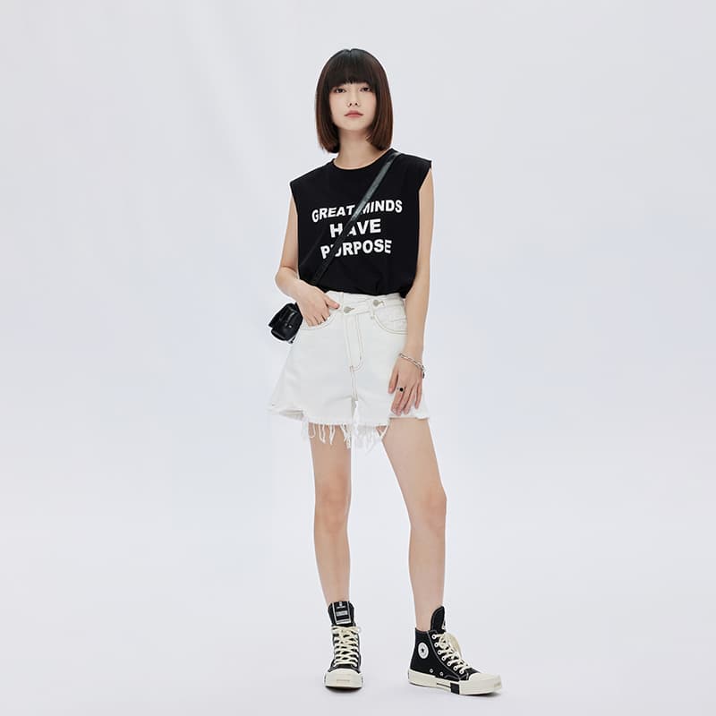 SOON FLOWER Distressed Denim Shorts White - изображение 6