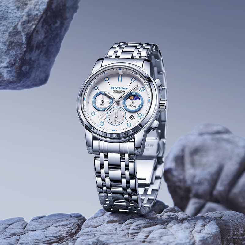 Механические часы Dickies Urban Outdoor Watch Quartz Steel Strap White Dial Multifunction - изображение 4