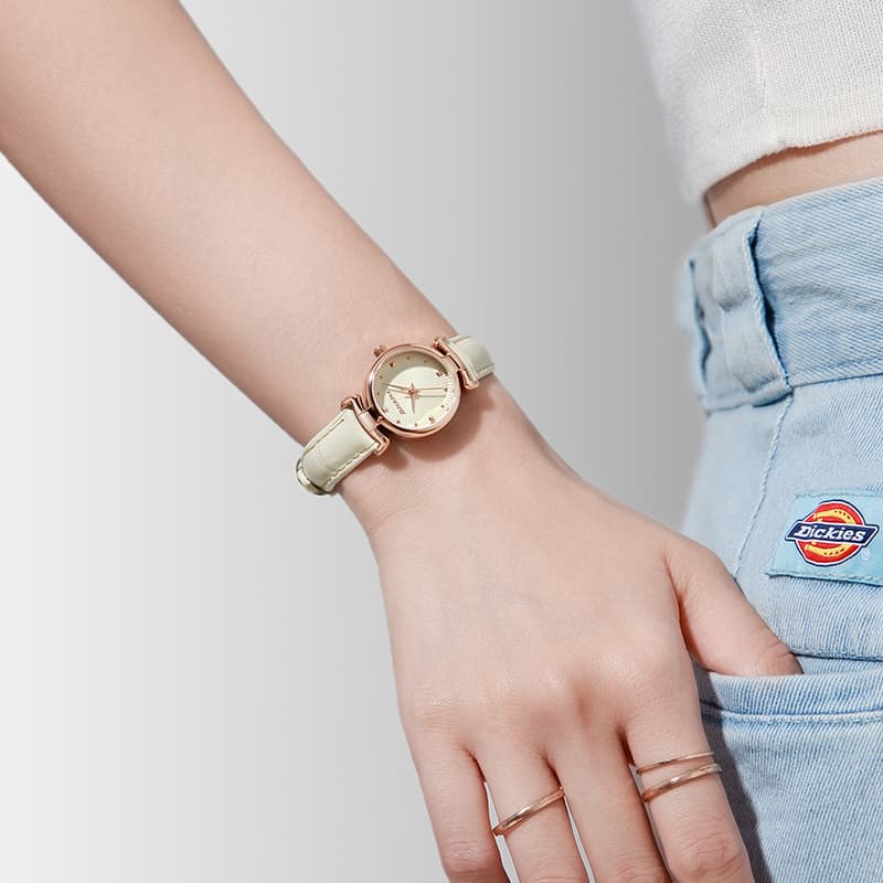 Механические часы Dickies Luster Часы с ремешком на запястье кварцевый механизм кожаный ремешок бежевый циферблат женские часы - изображение 4