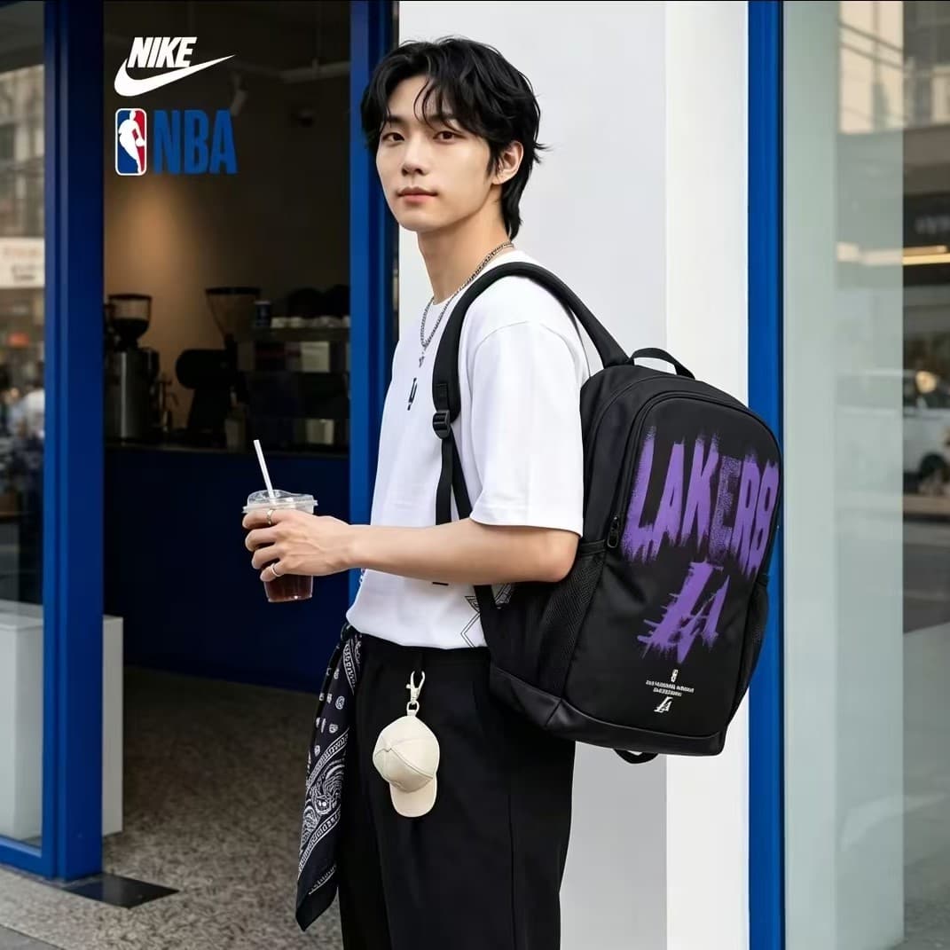 Рюкзак Nike x NBA Коллаборация Ткань Рюкзак Унисекс Черно-фиолетовый - изображение 6