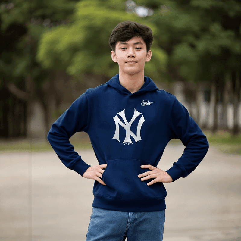 Nike x MLB Kids Hoodie Blue - изображение 3