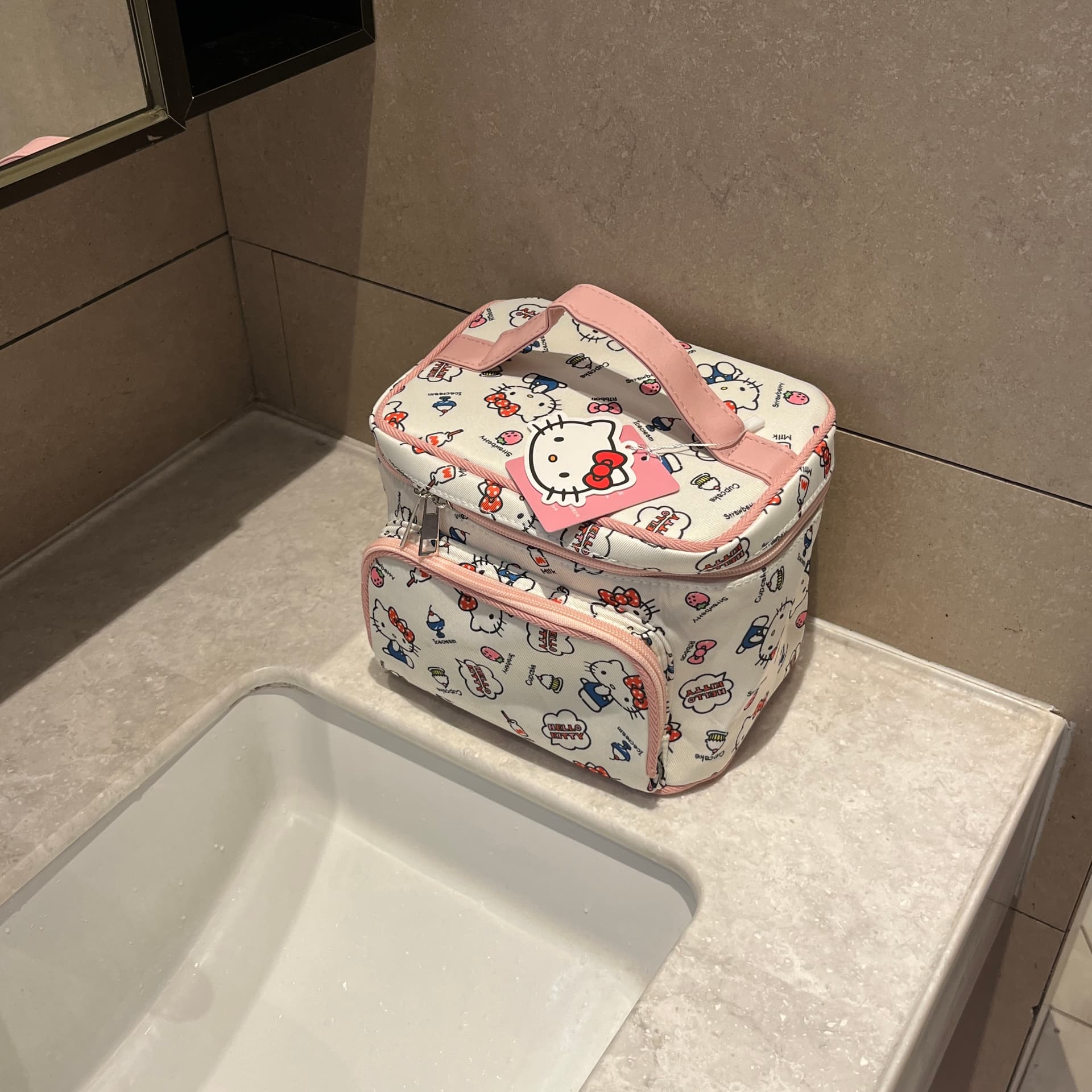 Sanrio Hello Kitty Холст Трёхмерная Структура Туалетная Сумка Дорожные Органайзеры Унисекс Синий Белый - изображение 2